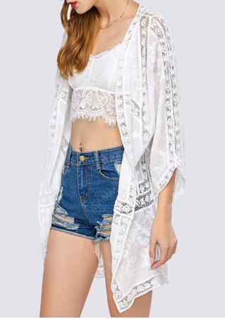Solid Lace Splicing Cardigan without Necklace