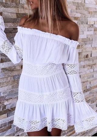 Lace Floral Splicing Off Shoulder Mini Dress