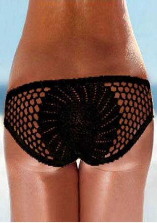 Solid Knitted Hollow Out Bikini Panties