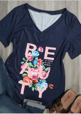 Floral Beauty V- Neck T-Shirt