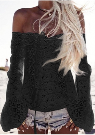Solid Lace Floral Off Shoulder Blouse without Necklace
