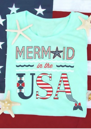 Mermaid In The USA O-Neck Tank