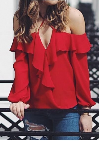 Solid Flouncing Layered Cross Blouse