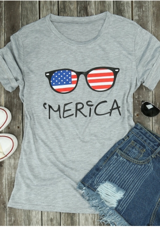 'Merica American Flag Glasses T-Shirt