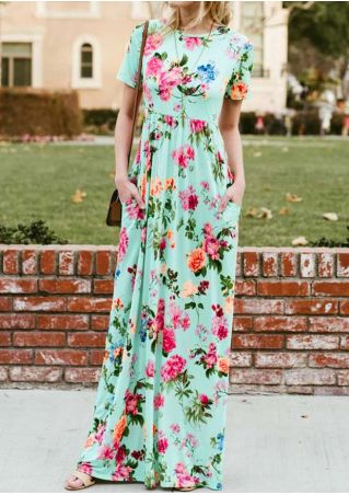 Floral Pocket Maxi Dress without Necklace