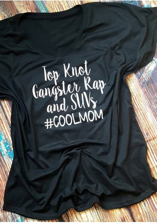 Top Knot Gangster Rap Cool Mom Batwing Sleeve T-Shirt