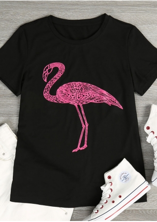 Flamingo O-Neck Short Sleeve T-Shirt