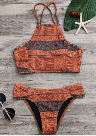 Printed Spaghetti Strap Bikini Set