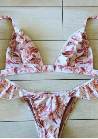 Printed Flouncing Layered Bikini Set