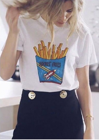 Fries and Ice Cream Printed T-Shirt
