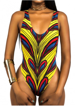 Printed Backless Swimsuit without Necklace