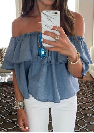 Solid Flouncing Off Shoulder Blouse