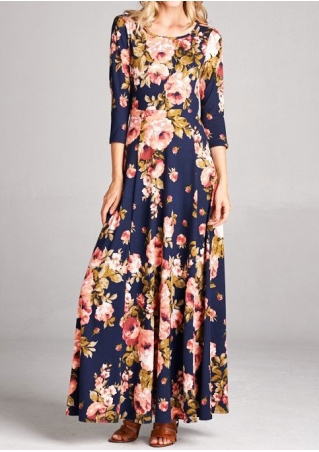 Floral Hollow Out Maxi Dress