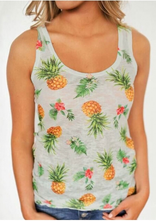 Pineapple Floral O-Neck Tank