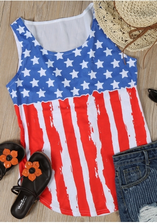 American Flag Printed Tank without Necklace