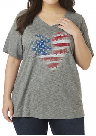 American Flag Heart Plus Size T-Shirt