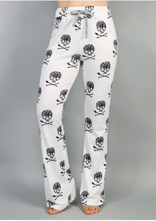 Skull Printed Drawstring Pants