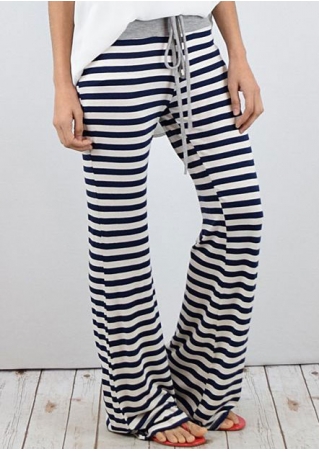 Striped Drawstring Flare Pants