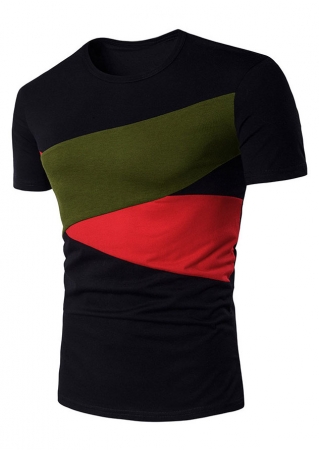 Color Block Splicing Short Sleeve T-Shirt