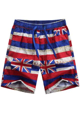 Union Jack Drawstring Pocket Shorts
