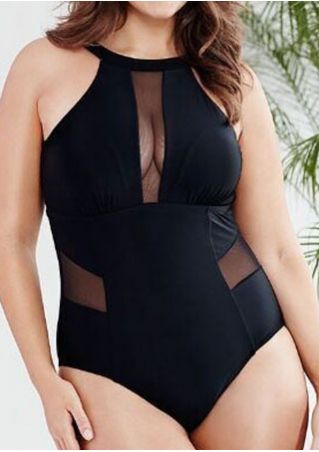 Solid Mesh Splicing Sexy Swimsuit