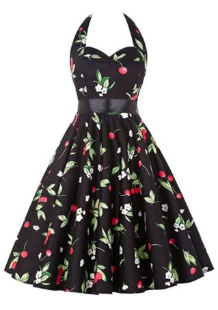 Floral Halter Mini Dress with Belt