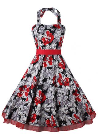 Floral Halter Mini Dress with Belt