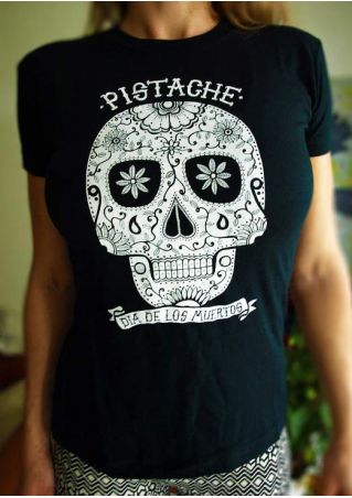 Floral Skull Pistache T-Shirt