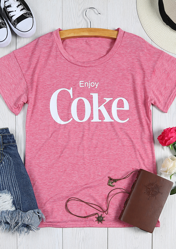 enjoy coke o-neck short sleeve t-shirt