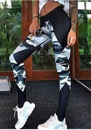 Camouflage Printed Splicing Sport Pants