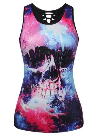 Skull Printed Hollow Out Tank