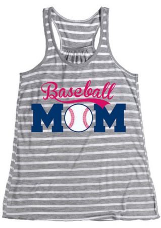 Striped Baseball Mom O-Neck Tank