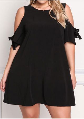 Solid Cold Shoulder Mini Dress without Necklace