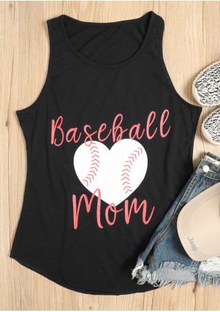 Baseball Mom Heart O-Neck Tank