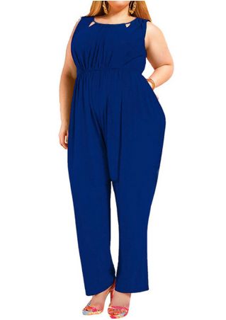 Solid Hollow Out Backless Jumpsuit