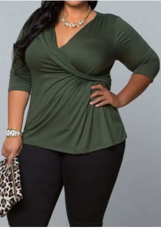 Solid V-Neck Blouse without Necklace