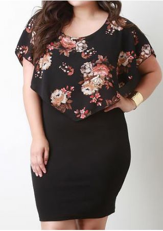 Floral Backless Splicing Bodycon Dress