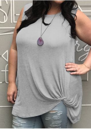 Plus Size Solid O-Neck Tank without Necklace