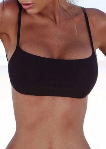 White Thin Strap Bandage Bikini Top in Black. Size