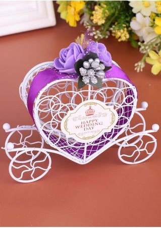 Happy Wedding Day Carriage Designed Ribbon Candy Box