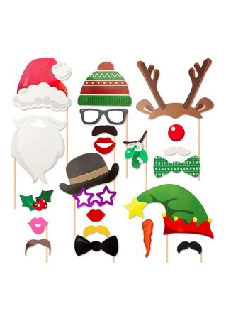 Christmas Hat & Glasses Photo Booth Prop Set