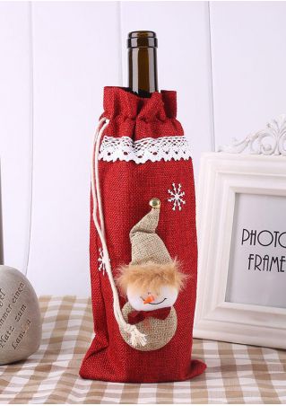 Christmas Santa Snowman Lace Splicing Wine Bottle Cover