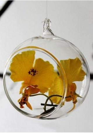 Transparent Glass Round Hanging Candle Light Holder