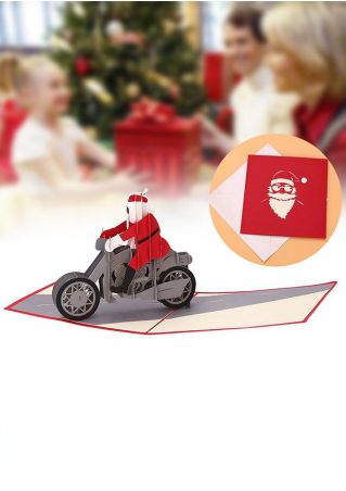 Christmas Santa Motorbike 3D Pop Up Greeting Card/Envelope