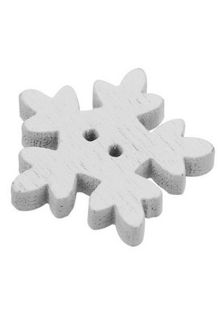 25Pcs Christmas White Snowflake Wood Buttons