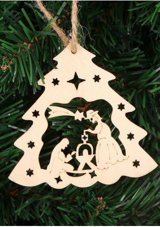 10Pcs/Set Christmas Tree Hanging Wooden Ornament Hollow Pendant
