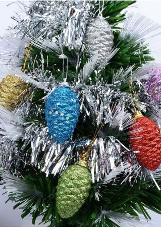 6Pcs/Pack Christmas Glitter Pine Cone Hanging Ornament