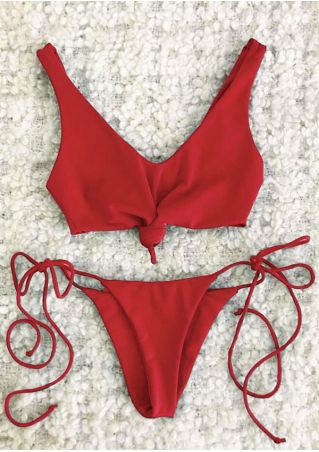 Solid Criss Cross Bikini Set Without Necklace Fairyseason