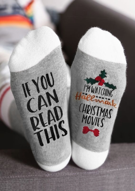 Socks I'm Watching Hallmark Christmas Movies Socks in Gray. Size: One Size
