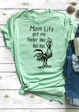 Tees T-shirts Mom Life Got Me Feelin' Like Hei Hei T-Shirt in Light Green. Size
Tees T-shirts Mom Life Got Me Feelin' Like Hei Hei T-Shirt in Light Green. Size